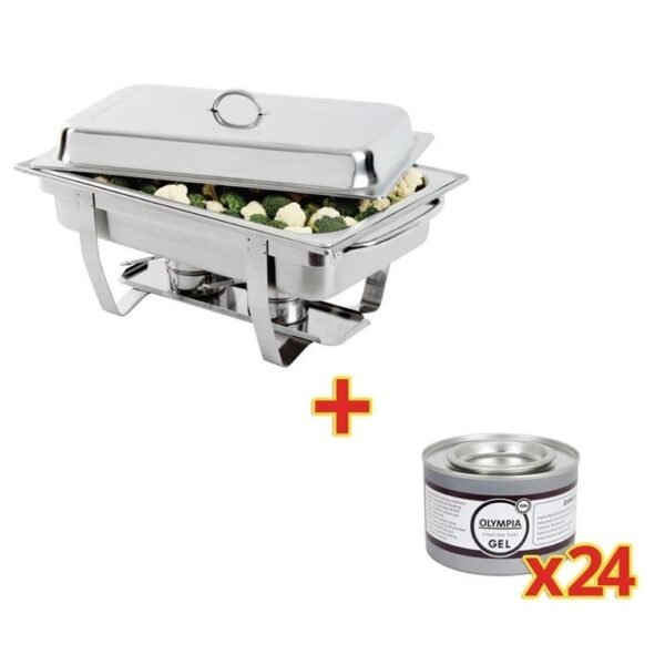 Chafing Dish Inox GN 1/1 Olympia + 24 capsules de combustible