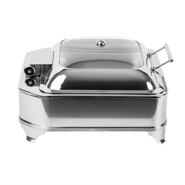Chafing dish électrique carré inox et verre Olympia 6L