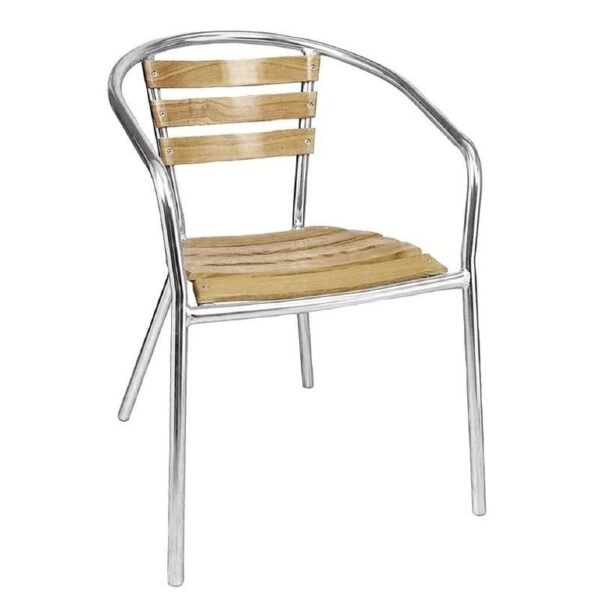 Lot de 4 Fauteuils en Frêne et Aluminium