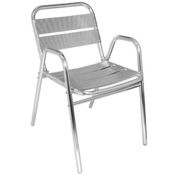 Lot de 4 Fauteuils en aluminium avec accoudoirs