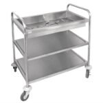 Chariot de service en inox pour couverts 3 niveaux Vogue