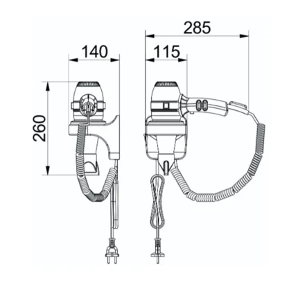 Sèche cheveux mural