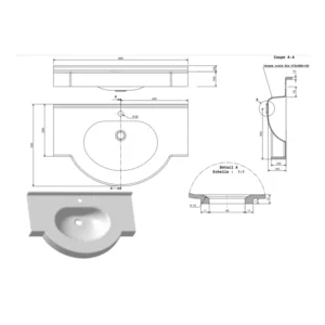 Plan simple vasque PMR Athens en composite blanc antibactérien pour ERP