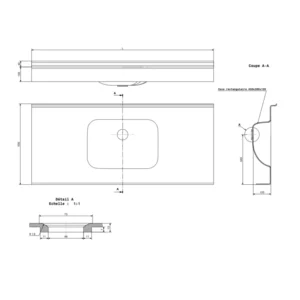Double vasque PMR Roma 1600mm pour sanitaires ERP et hôtellerie