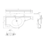 Lavabo PMR suspendu antibactérien ISO 846 A pour centres hospitaliers