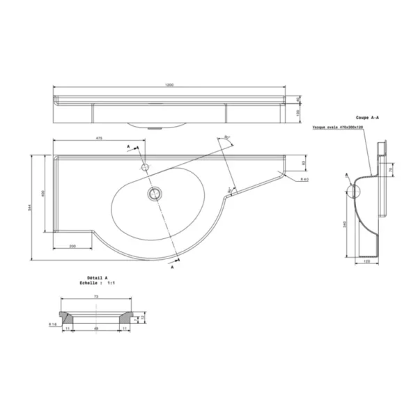 Vasque PMR suspendue