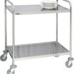Grand chariot de service en inox 2 plateaux