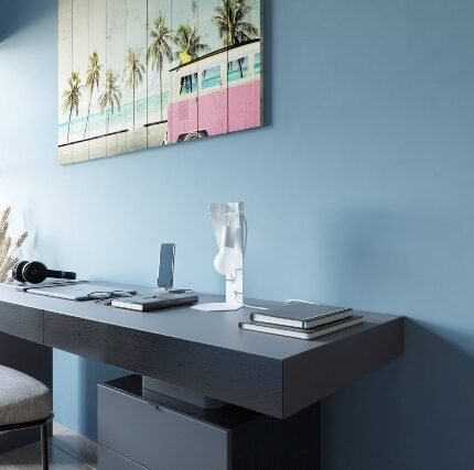 Lampe de bureau blanche design Arby 31cm E27