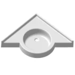 Lave-mains d'angle PMR Rhodes 70cm en composite blanc avec robinetterie décalée réglementaire.