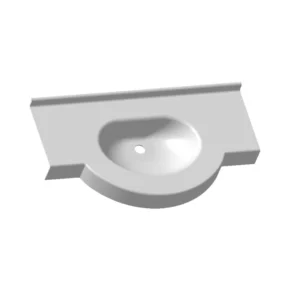 Plan simple vasque PMR Athens en composite blanc suspendu avec cuve ergonomique pour établissements de santé.