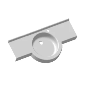 Plan vasque PMR Superstar avec cuve bol avancé en composite blanc pour accessibilité fauteuil roulant