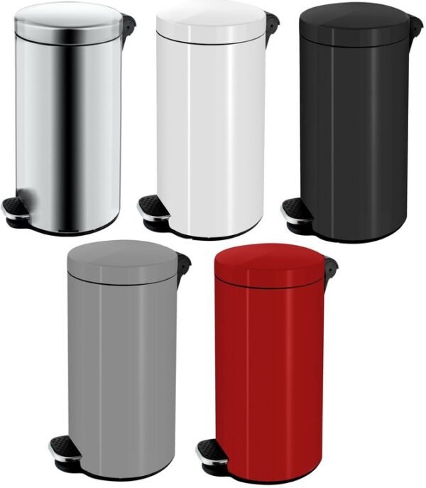 Poubelle ronde à pédale 30L métal Frandis