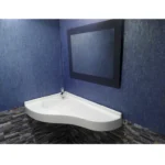Vasque d'angle PMR Lyon 100cm asymétrique monobloc en composite blanc