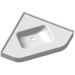 Plan vasque d'angle PMR Paris 75cm symétrique en composite blanc pour accessibilité handicapé.