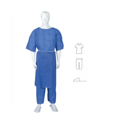 kit ambulatoire adulte hôpital 3 pièces SMS opaque chemise pantalon mules