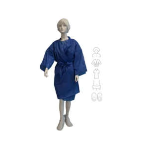 kit ambulatoire adulte hôpital 5 pièces SMS peignoir chemise chaussons sur-chaussures charlotte
