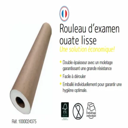 rouleau examen ouate lisse double épaisseur blanc table examen hôpital