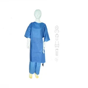 kit ambulatoire adulte hôpital 5 pièces SMS chaussettes antidérapantes jaunes charlotte chemise pantalon
