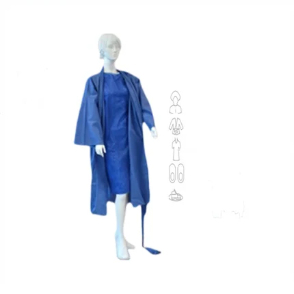 kit ambulatoire adulte hôpital 5 pièces SMS peignoir charlotte chemise sous-vêtement chaussons
