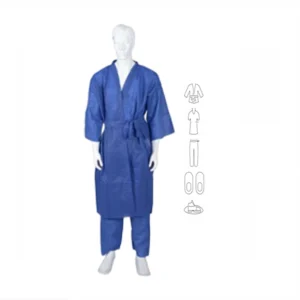 kit ambulatoire adulte hôpital 5 pièces SMS peignoir chemise pantalon chaussons sur-chaussures