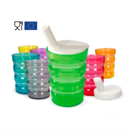verre ergonomique incassable personnes âgées couvercle bec verseur graduations