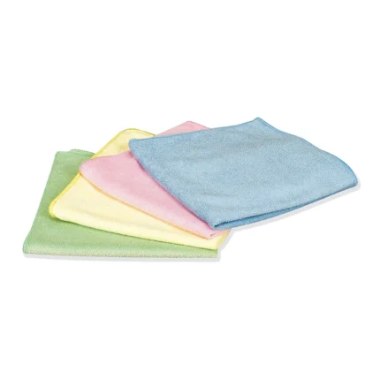 chiffon microfibre professionnel 40x40cm 4 coloris bleu rose jaune vert