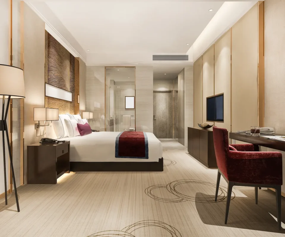 Chambre d'hôtel professionnelle équipée clé en main par le bureau d'études Cashotel
