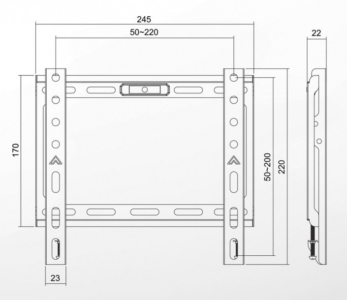 support_tv_superior_supstv001-1 Dimensions support mural TV fixe Fixed Extra Slim VESA 200x200 - Cashotel