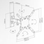 Dimensions support mural TV Motion Extra Slim VESA 200x200 13-42 pouces - Cashotel